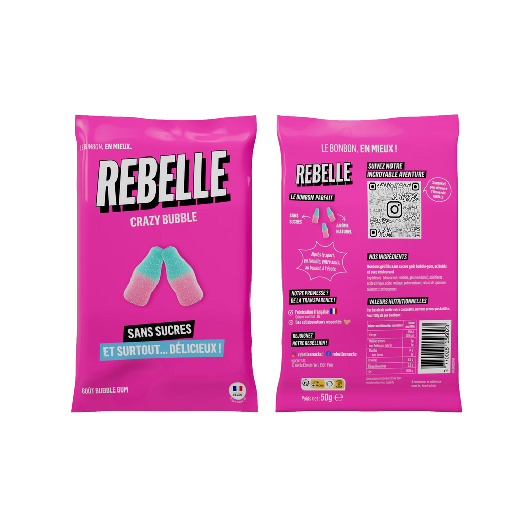 Bonbons bouteille rose et bleu - 50 gr