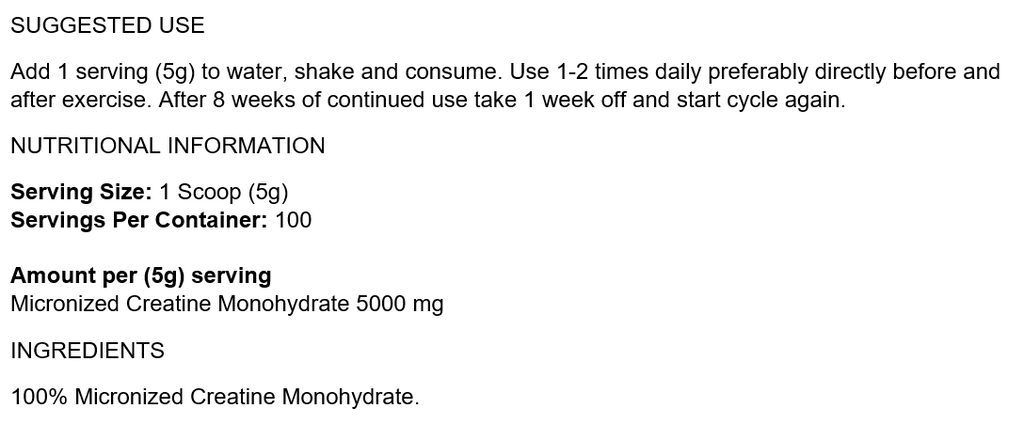 Creatine Monohydrate - 250 gr