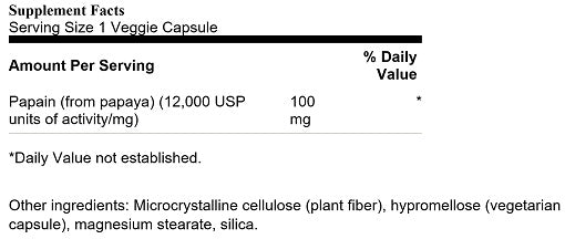 Papaya Papain Enzymes - 90 capsules